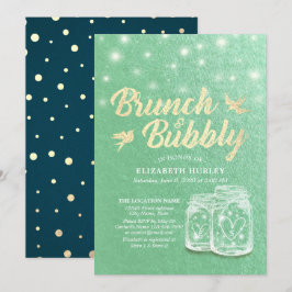 Convites Chá de panela Brunch e Bubble Mason Jar Green Dour