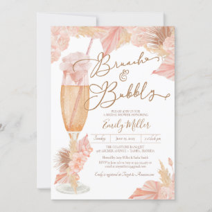 Convites Chá de panela Brunch e Bubble Pampas Grass Boho