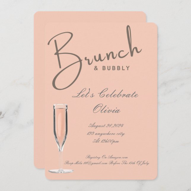CONVITES CHÁ DE PANELA BRUNCH E BUBBLY (Frente/Verso)