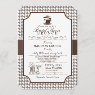 Convites Chá de panela Brunch; Taupe Houndstooth