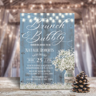 Convites Chá de panela Bruntic Floral Jar Dusty Blue