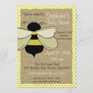 Convites Chá de panela Bumble Bee e Burlap