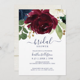 Convites Chá de panela Buquê de Aquarela Marinho