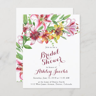 Convites Chá de panela Buquê Lily Flower