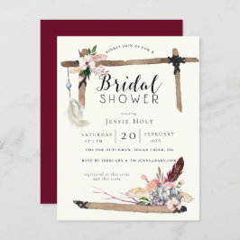 Convites Chá de panela Burgundy Boho