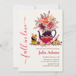 Convites Chá de panela Burgundy Boho Rosa Pampas Lemon Tea