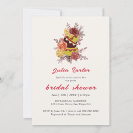 Convites Chá de panela Burgundy Boho Rosa Pampas Lemon Tea