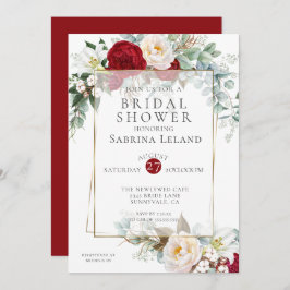 Convites Chá de panela | Burgundy Peony Floral Frame