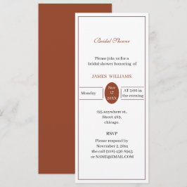 Convites Chá de panela Castanho Simples Personalizado