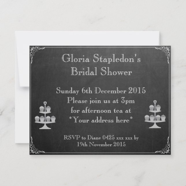 Convites Chá de panela chalkboard (Frente)