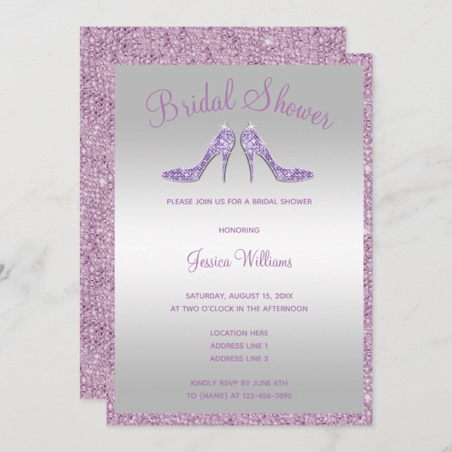 Convites Chá de panela chamativo dos Sequins & dos (Frente/Verso)