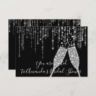 Convites Chá de panela Champaigne Bolhas de Vidro de Prata 