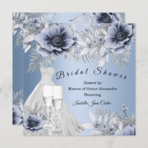 Convites Chá de panela Champanhe Azul prateado Vestuário Fl