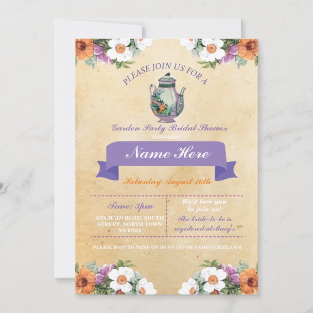 Convites Chá de panela Chapot Alice No País Das Maravilhas  (Frente)