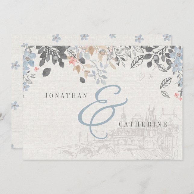 Convites Chá de panela Charm do Velho Mundo (Frente/Verso)