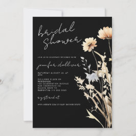 Convites Chá de panela Chic Black Boho Wildflower