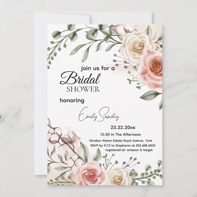 Convites Chá de panela Chic Boho Floral Arch (Frente)