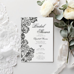 Convites Chá de panela Chic Formal de rendas brancas pretas