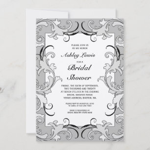 Convites Chá de panela cinzento de creme do Victorian