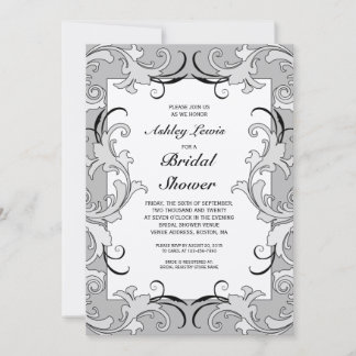 Convites Chá de panela cinzento de creme do Victorian