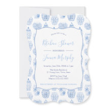 Chá de panela Clássico Azul E Cozinha Branca