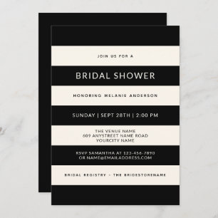 Convites Chá de panela Clássico de Listras Pretas e Esbranq