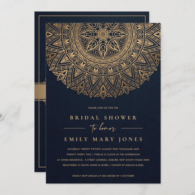 CONVITES CHÁ DE PANELA CLÁSSICO DE ORNAMENTADO CLÁSSICO DE  (Frente/Verso)