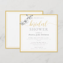 Chá de panela Clássico Dourado Script White Orchid