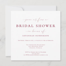 Convites Chá de panela Clássico Elegante Burgundy