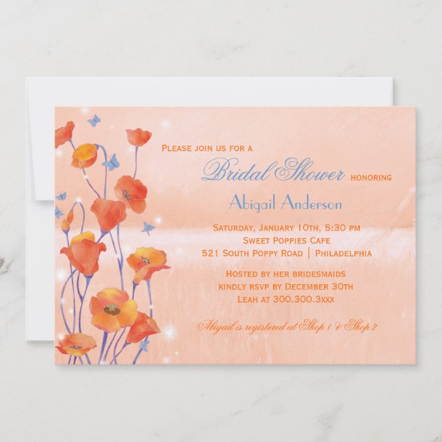 Convites Chá de panela Colorido de Salmão Vermelho (Frente)