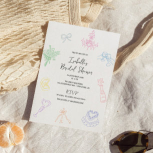 Convites Chá de panela Colorido Desenho Da Mão Do Pastel