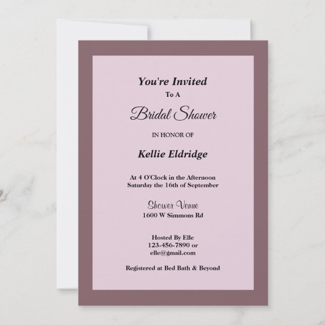 Convites Chá de panela com moldura de púrpura/pincel (Frente)