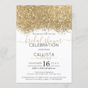 Convites Chá de panela Confetti Dourado Lúpulo Branco