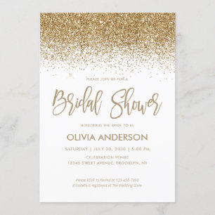Convites Chá de panela Confetti Glitter Sparkle Dourado Gla