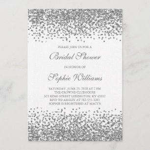 Convites Chá de panela Confetti Silver Glitter
