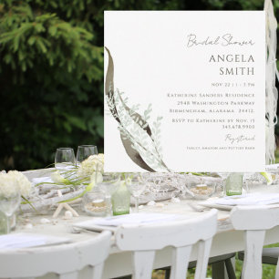 Convites Chá de panela Contemporâneo Botânico Quadrado