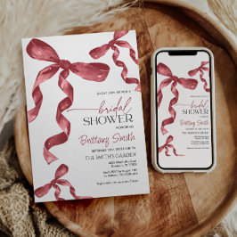 Convites Chá de panela Coquette do Arco Maroon