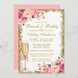 Convites Chá de panela Cor-de-rosa com brilho bucal