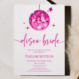 Convites Chá de panela cor-de-rosa Disco Ball Disco Brilho