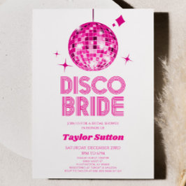 Convites Chá de panela cor-de-rosa Disco Ball Disco Brilho