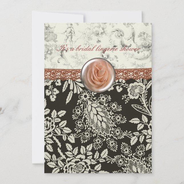 Convites Chá de panela cor-de-rosa do laço (Frente)