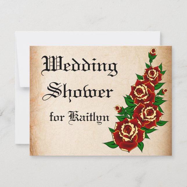 Convites Chá de panela cor-de-rosa do tatuagem (Frente)