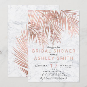 Convites Chá de panela cor-de-rosa moderno do mármore da