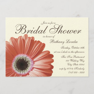 Convites Chá de panela Coral Gerbera Daisy