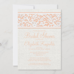 Convites Chá de panela Coral Rustic Burlap Linen