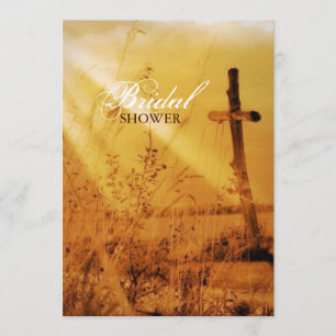 Convites Chá de panela cristão da cruz do país do vintag