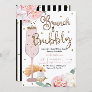 Convites Chá de panela Croissant de Champanhe Brunch e Bubb