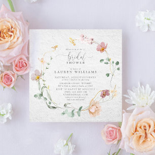 Convites Chá de panela da coroa rosada das flores do jardim