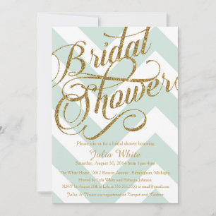 Convites Chá de panela Da Glitter, Mint Chevron