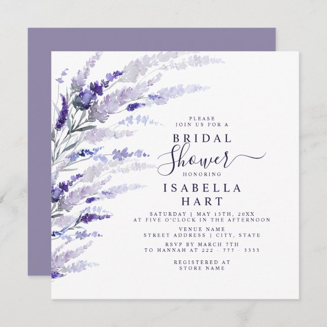 Convites Chá de panela da lavanda da botulha da boca (Frente/Verso)